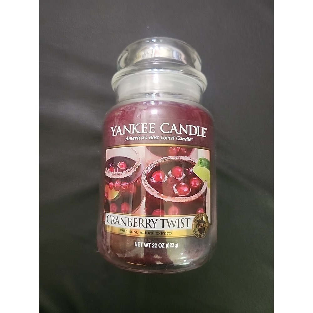 New RARE YANKEE CANDLE 22oz‎ LARGE JAR RETIRED COLLECTOR Scent Cranberry Twist
